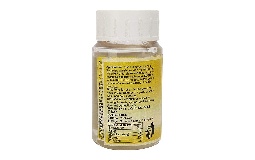 Subala Corn Syrup, Liquid Sugar (Liquid Glucose Syrup)   Glass Jar  200 grams